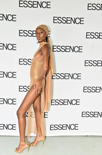 Model attends the ESSENCE Fashion House - Red Carpet on September 09, 2021 in New York City.