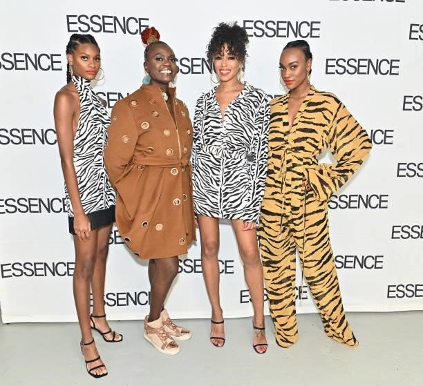 Eclecticist designer Dani O poses for a photo with Caroline Wanga, CEO of ESSENCE, and models at the ESSENCE Fashion House - Red Carpet on September...