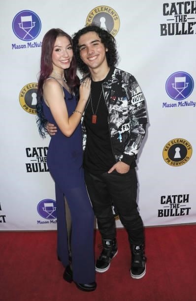 Jamie Timmons and Hunter Payton Mendoza arrive for the Red Carpet Screening Of "Catch The Bullet