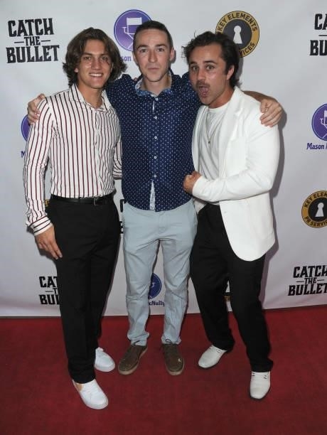 Callder Griffith, Jay Parenteau and Gattlin Griffith arrive for the Red Carpet Screening Of "Catch The Bullet