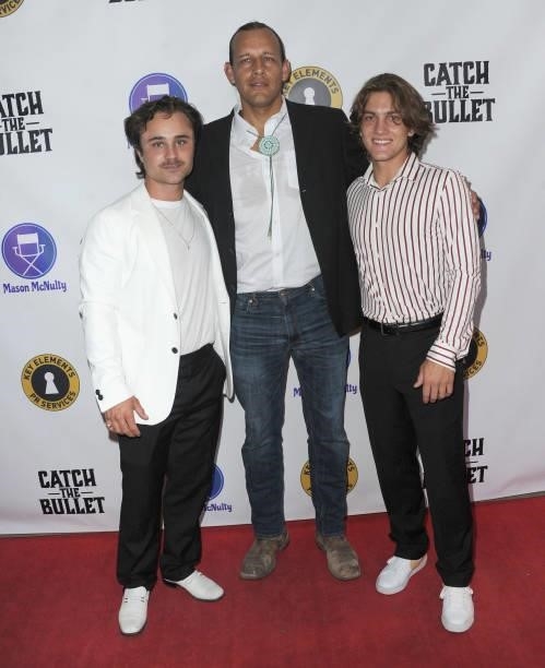 Gattlin Grffith, Cody N. Jones and Calder Griffith arrive for the Red Carpet Screening Of "Catch The Bullet