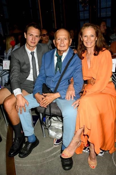 Ansel Elgort, Arthur Elgort, and Grethe Barrett Holby attend the The Daily Front Row 8th Annual Fashion Media Awards on September 09, 2021 in New...