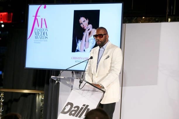 Stephen Galloway speaks onstage during the The Daily Front Row 8th Annual Fashion Media Awards on September 09, 2021 in New York City.