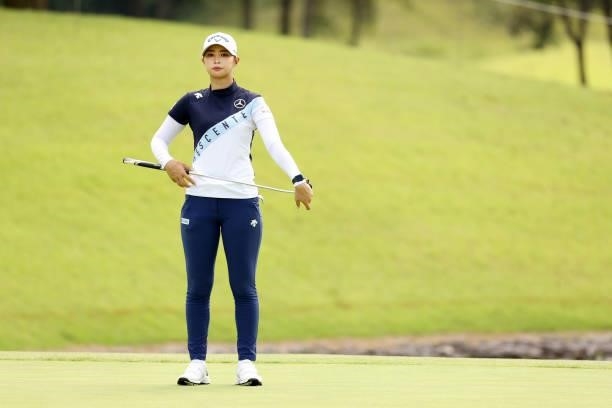Asuka Kashiwabara of Japan is seen on the 9th green during the second round of the JLPGA Championship Konica Minolta Cup at Shizu Hills Country Club...