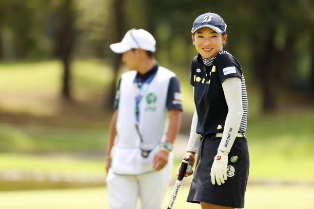 Rei Matsuda of Japan is seen on the 9th green during the second round of the JLPGA Championship Konica Minolta Cup at Shizu Hills Country Club on...