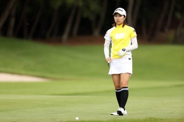 Hiromu Ono of Japan is seen before her second shot on the 7th hole during the second round of the JLPGA Championship Konica Minolta Cup at Shizu...