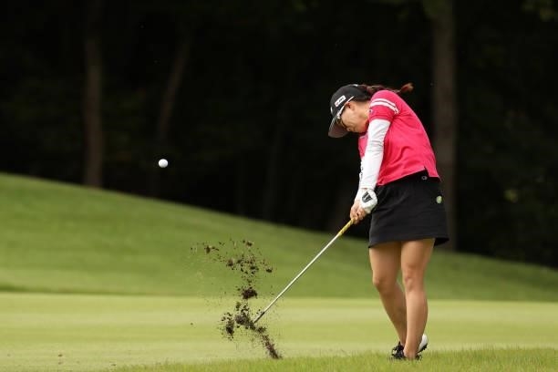 Minami Katsu of Japan hits her third shot on the 6th hole during the second round of the JLPGA Championship Konica Minolta Cup at Shizu Hills Country...