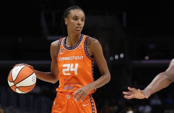 DeWanna Bonner of the Connecticut Sun at Staples Center on September 09, 2021 in Los Angeles, California. NOTE TO USER: User expressly acknowledges...