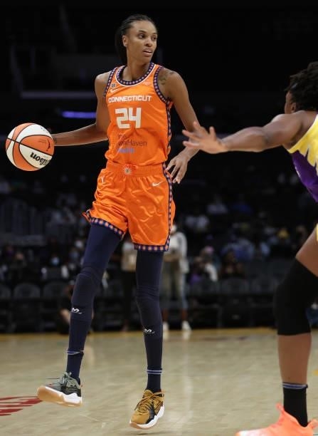 DeWanna Bonner of the Connecticut Sun at Staples Center on September 09, 2021 in Los Angeles, California. NOTE TO USER: User expressly acknowledges...
