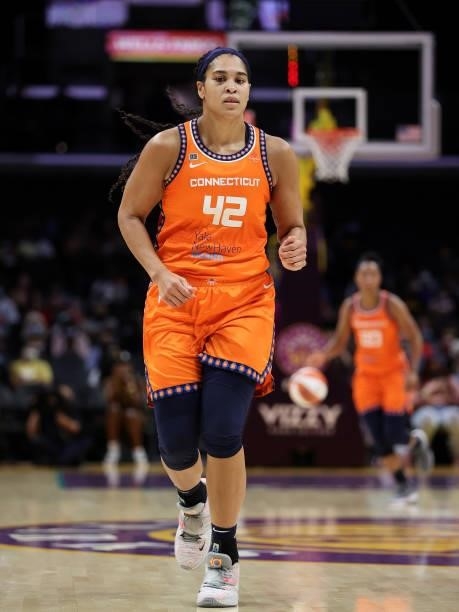 Brionna Jones of the Connecticut Sun at Staples Center on September 09, 2021 in Los Angeles, California. NOTE TO USER: User expressly acknowledges...
