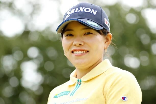 Minami Katsu of Japan smiles on the 6th hole during the third round of the JLPGA Championship Konica Minolta Cup at Shizu Hills Country Club on...