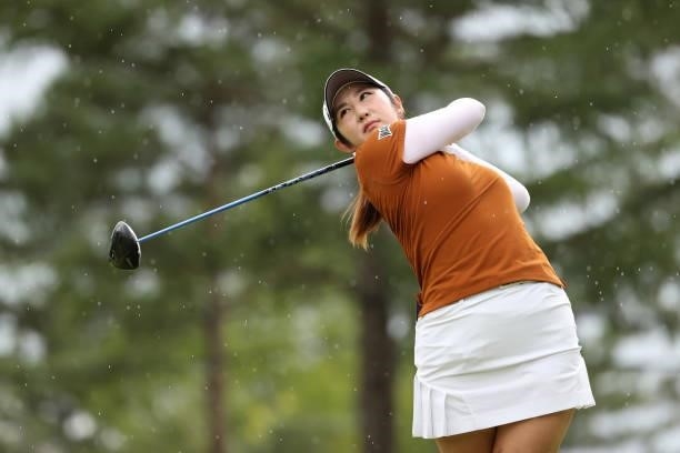 Seonwoo Bae of South Korea hits her tee shot on the 17th hole during the third round of the JLPGA Championship Konica Minolta Cup at Shizu Hills...