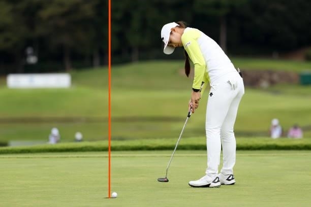 Asuka Kashiwabara of Japan attempts a putt on the 16th green during the third round of the JLPGA Championship Konica Minolta Cup at Shizu Hills...
