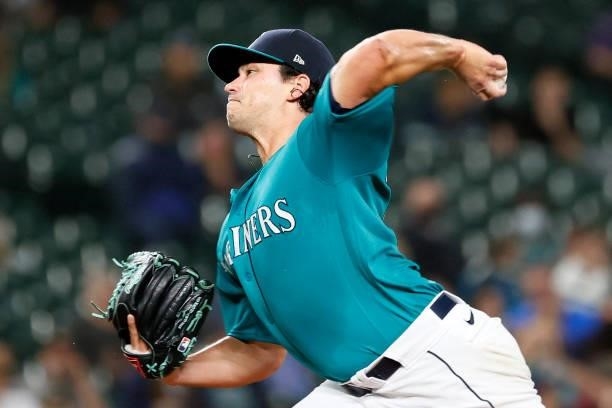Marco Gonzales of the Seattle Mariners pitches against the Arizona Diamondbacks at T-Mobile Park on September 10, 2021 in Seattle, Washington.