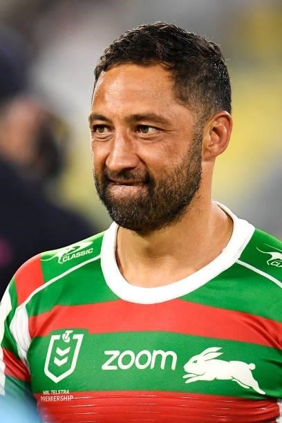 Benji Marshall of the Rabbitohs looks on during the NRL Qualifying Final match between Penrith Panthers and South Sydney Rabbitohs at QCB Stadium, on...