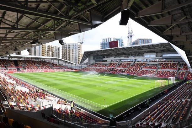 General view inside the stadium prior to the Premier League match between Brentford and Brighton & Hove Albion at Brentford Community Stadium on...