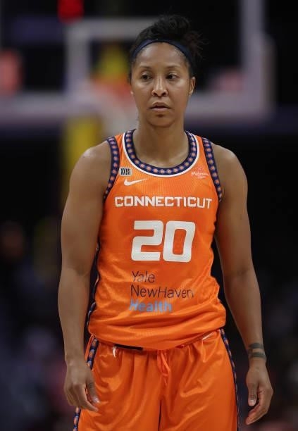 Briann January of the Connecticut Sun in the second quarter at Staples Center on September 09, 2021 in Los Angeles, California. NOTE TO USER: User...