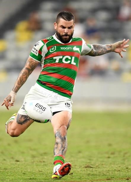 Adam Reynolds of the Rabbitohs kicks during the NRL Qualifying Final match between Penrith Panthers and South Sydney Rabbitohs at QCB Stadium, on...