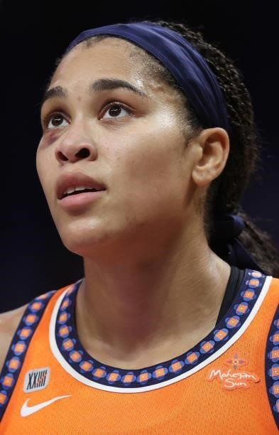 Brionna Jones of the Connecticut Sun in the second quarter at Staples Center on September 09, 2021 in Los Angeles, California. NOTE TO USER: User...