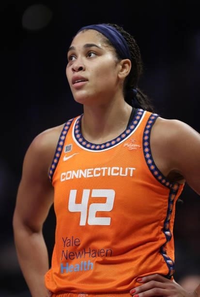 Brionna Jones of the Connecticut Sun in the second quarter at Staples Center on September 09, 2021 in Los Angeles, California. NOTE TO USER: User...
