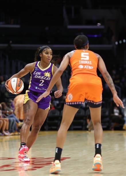 Te'a Cooper of the Los Angeles Sparks in the fourth quarter at Staples Center on September 09, 2021 in Los Angeles, California. NOTE TO USER: User...