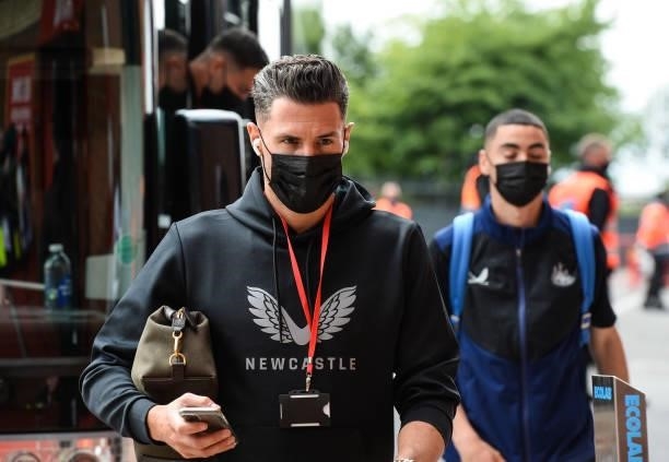 Fabian Schär of Newcastle United FC arrives for the Premier League match between Manchester United and Newcastle United at Old Trafford on September...