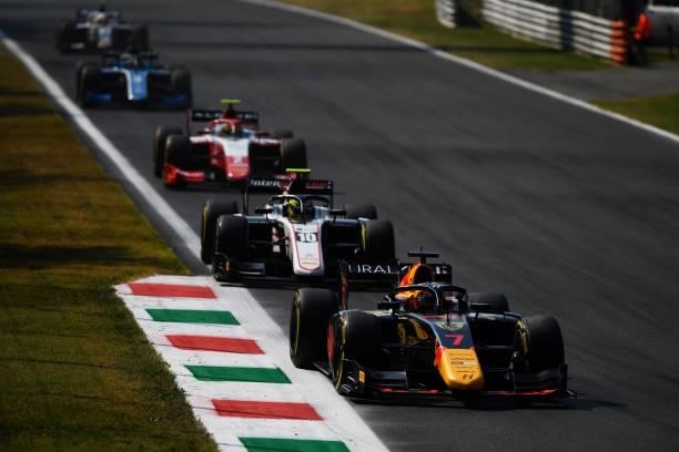 Liam Lawson of New Zealand and Hitech Grand Prix drives during Round 5:Monza sprint race 2 of the Formula 2 Championship at Autodromo di Monza on...