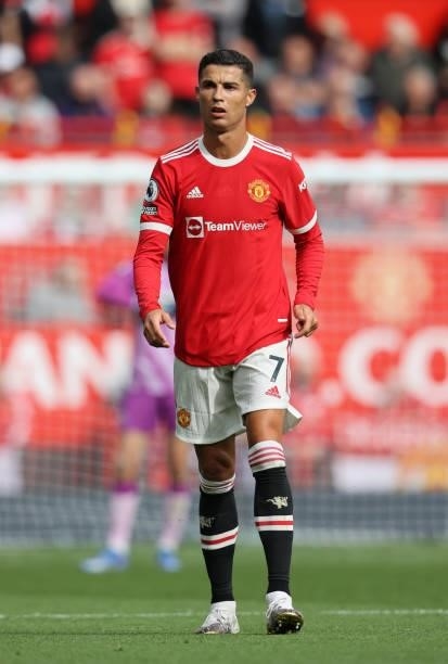 Cristiano Ronaldo of Manchester United looks on during the Premier League match between Manchester United and Newcastle United at Old Trafford on...