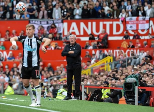 Newcastle United Head Coach Steve Bruce during the Premier League match between Manchester United and Newcastle United at Old Trafford on September...