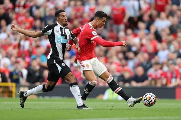Cristiano Ronaldo of Manchester United scores their side's second goal during the Premier League match between Manchester United and Newcastle United...