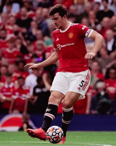 Harry Maguire of Manchester United in action during the Premier League match between Manchester United and Newcastle United at Old Trafford on...