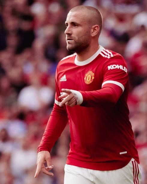 Luke Shaw of Manchester United in action during the Premier League match between Manchester United and Newcastle United at Old Trafford on September...