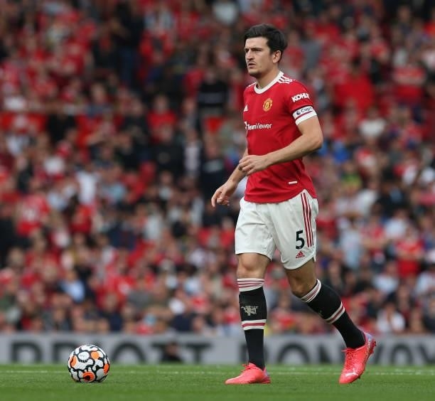 Harry Maguire of Manchester United in action during the Premier League match between Manchester United and Newcastle United at Old Trafford on...