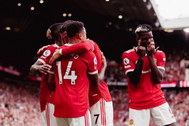 Jesse Lingard of Manchester United celebrates scoring their fouth goal during the Premier League match between Manchester United and Newcastle United...