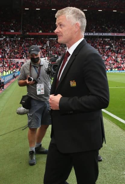 Manager Ole Gunnar Solskjaer of Manchester United walks off after the Premier League match between Manchester United and Newcastle United at Old...