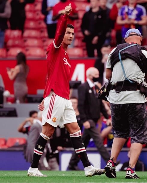 Cristiano Ronaldo of Manchester United walks off after the Premier League match between Manchester United and Newcastle United at Old Trafford on...