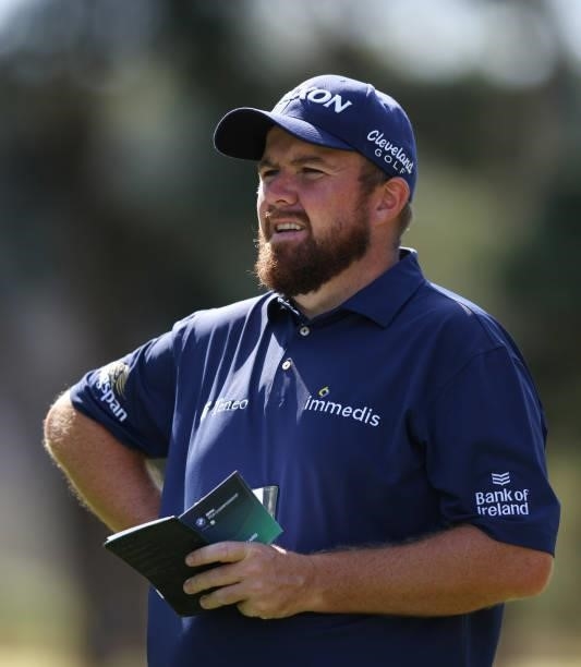 Shane Lowry of Ireland on the 10th hole during Day Three of The BMW PGA Championship at Wentworth Golf Club on September 11, 2021 in Virginia Water,...