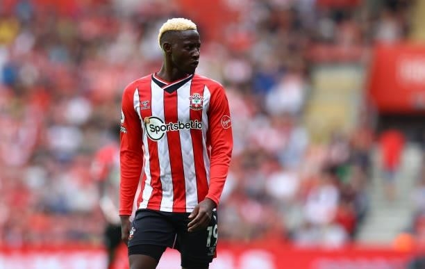 Moussa Djenepo of Southampton during the Premier League match between Southampton and West Ham United at St Mary's Stadium on September 11, 2021 in...