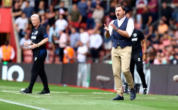 Southampton manager Ralph Hasenhüttl during the Premier League match between Southampton and West Ham United at St Mary's Stadium on September 11,...