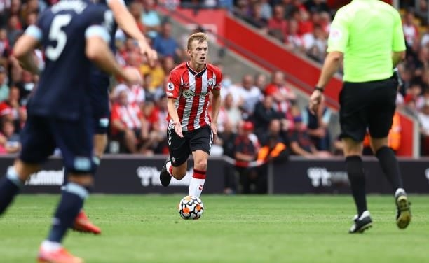 James Ward-Prowse of during the Premier League match between Southampton and West Ham United at St Mary's Stadium on September 11, 2021 in...