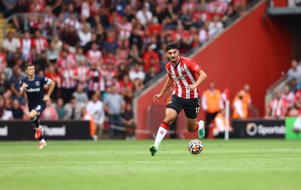 Armando Broja of Southampton during the Premier League match between Southampton and West Ham United at St Mary's Stadium on September 11, 2021 in...