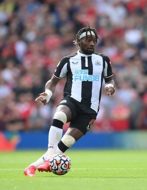 Allan Saint-Maximin of Newcastle United runs with the ball during the Premier League match between Manchester United and Newcastle United at Old...