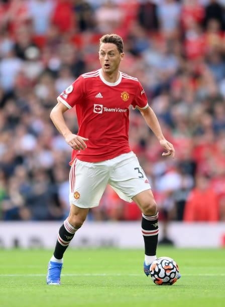 Nemanja Matic of Manchester United runs with the ball during the Premier League match between Manchester United and Newcastle United at Old Trafford...