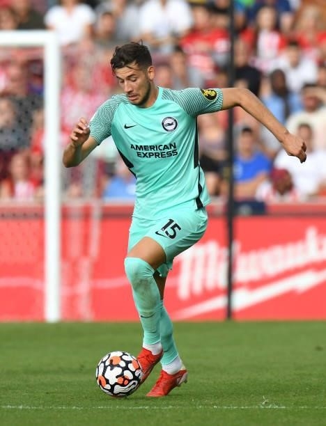 Jakub Moder of Brighton & Hove Albion during the Premier League match between Brentford and Brighton & Hove Albion at Brentford Community Stadium on...