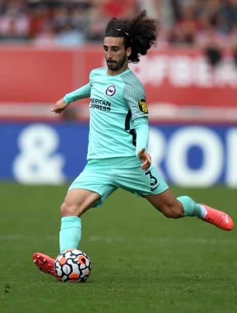 Marc Cucurella of Brighton & Hove Albion during the Premier League match between Brentford and Brighton & Hove Albion at Brentford Community Stadium...