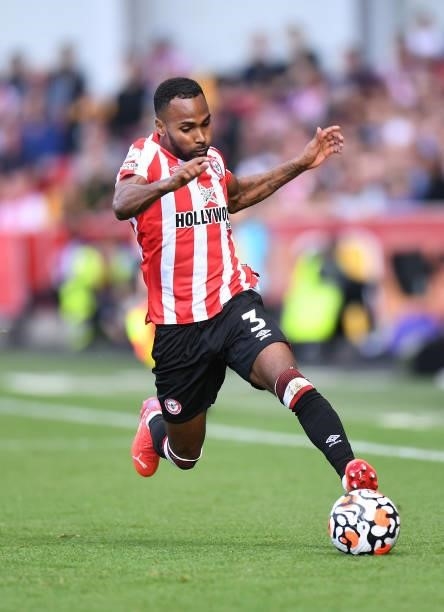 Rico Henry of Brentford during the Premier League match between Brentford and Brighton & Hove Albion at Brentford Community Stadium on September 11,...