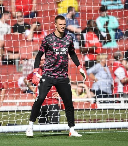 Karl Hein of Arsenal during the Premier League match between Arsenal and Norwich City at Emirates Stadium on September 11, 2021 in London, England.
