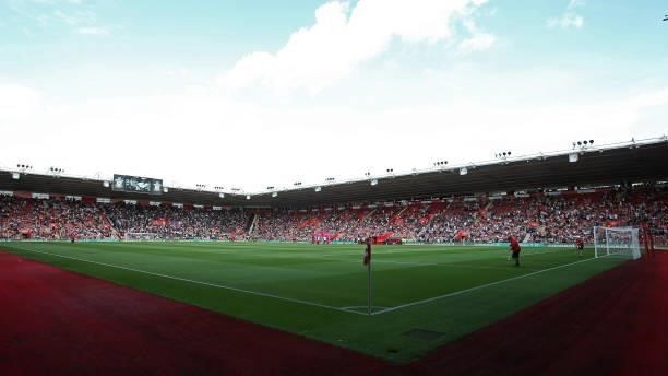 General view of St Mary's Stadium during the Premier League match between Southampton and West Ham United at St Mary's Stadium on September 11, 2021...