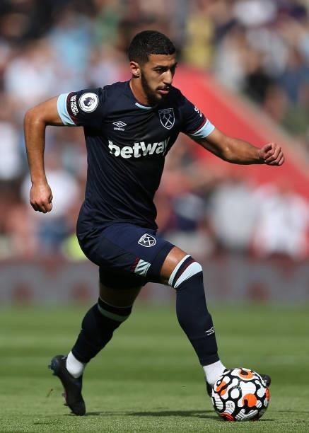Said Benrahma of West Ham United on the ball during the Premier League match between Southampton and West Ham United at St Mary's Stadium on...
