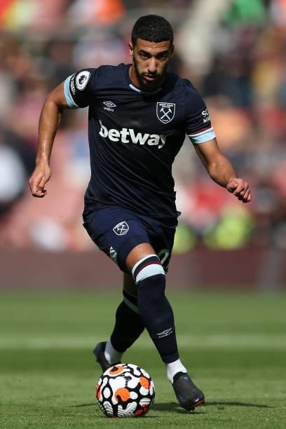 Said Benrahma of West Ham United on the ball during the Premier League match between Southampton and West Ham United at St Mary's Stadium on...